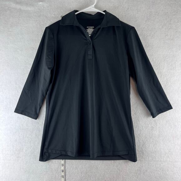 Moheen Cool Dri Polo Shirt 3/4 Sleeve Black Women’s Size Small Moisture Wicking - Picture 1 of 6